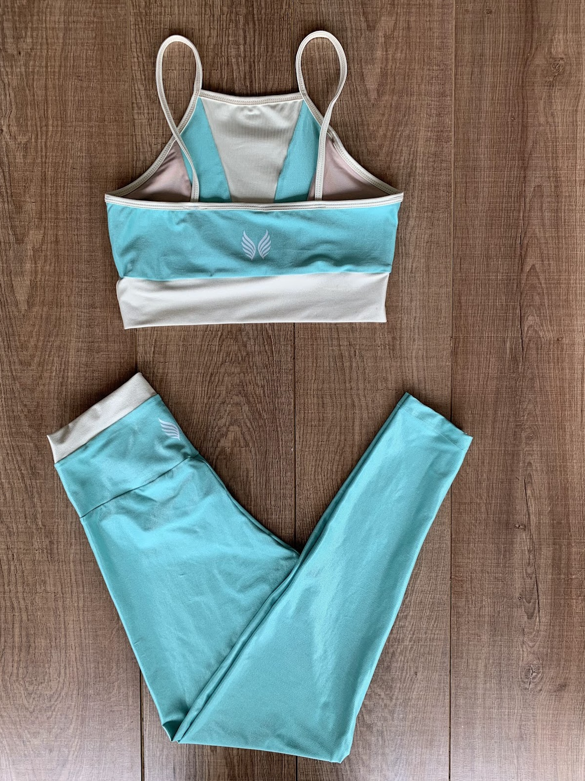 VINGE CONJUNTO LEGGING + TOP - VERDE AGUA E BRANCO