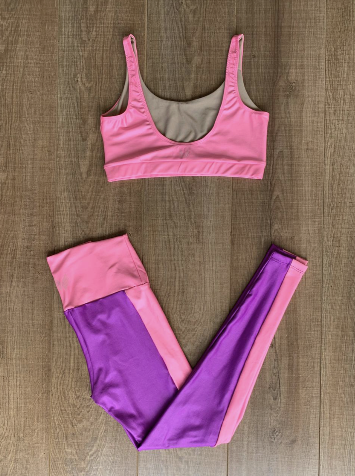 VINGE CONJUNTO LEGGING + TOP - ROSA COM ROXO