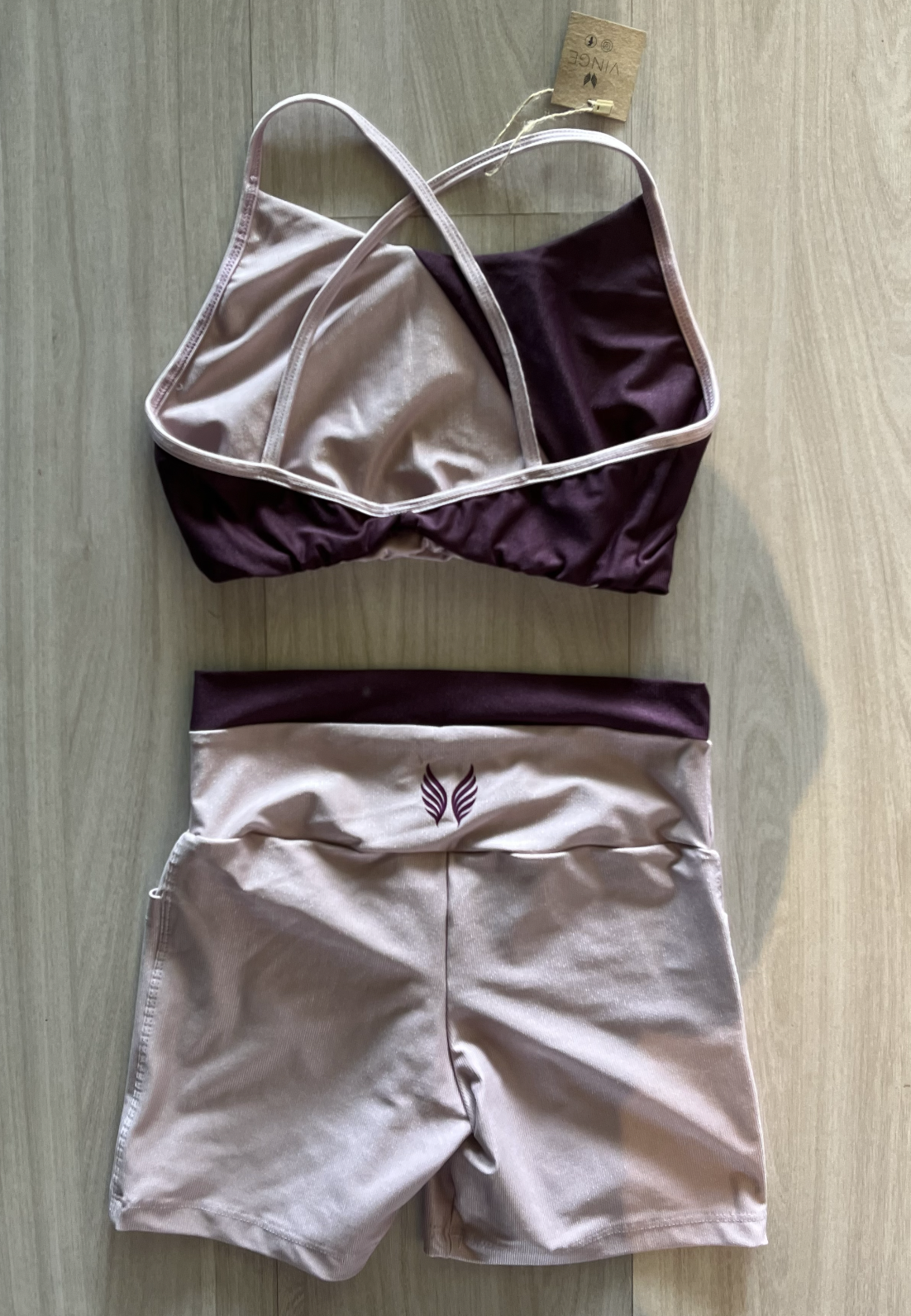 VINGE GO GIRLS CONJUNTO SHORT + TOP - ROSA E VINHO